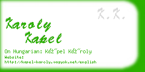 karoly kapel business card